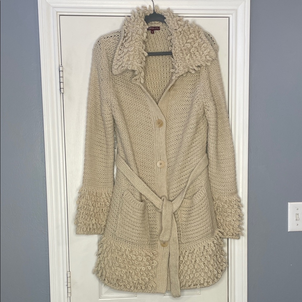 Betty Betty Retro Italian Wool Blend Belted Coatigan Sz M GUC Hippie Boho